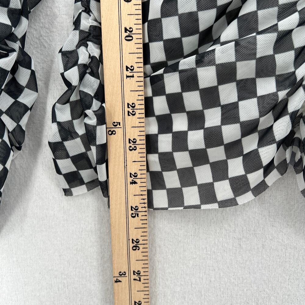 BAUM UND PFERDGARTEN Joselle Mesh Top Womens Medium Black White Check Stretch - Picture 16 of 16